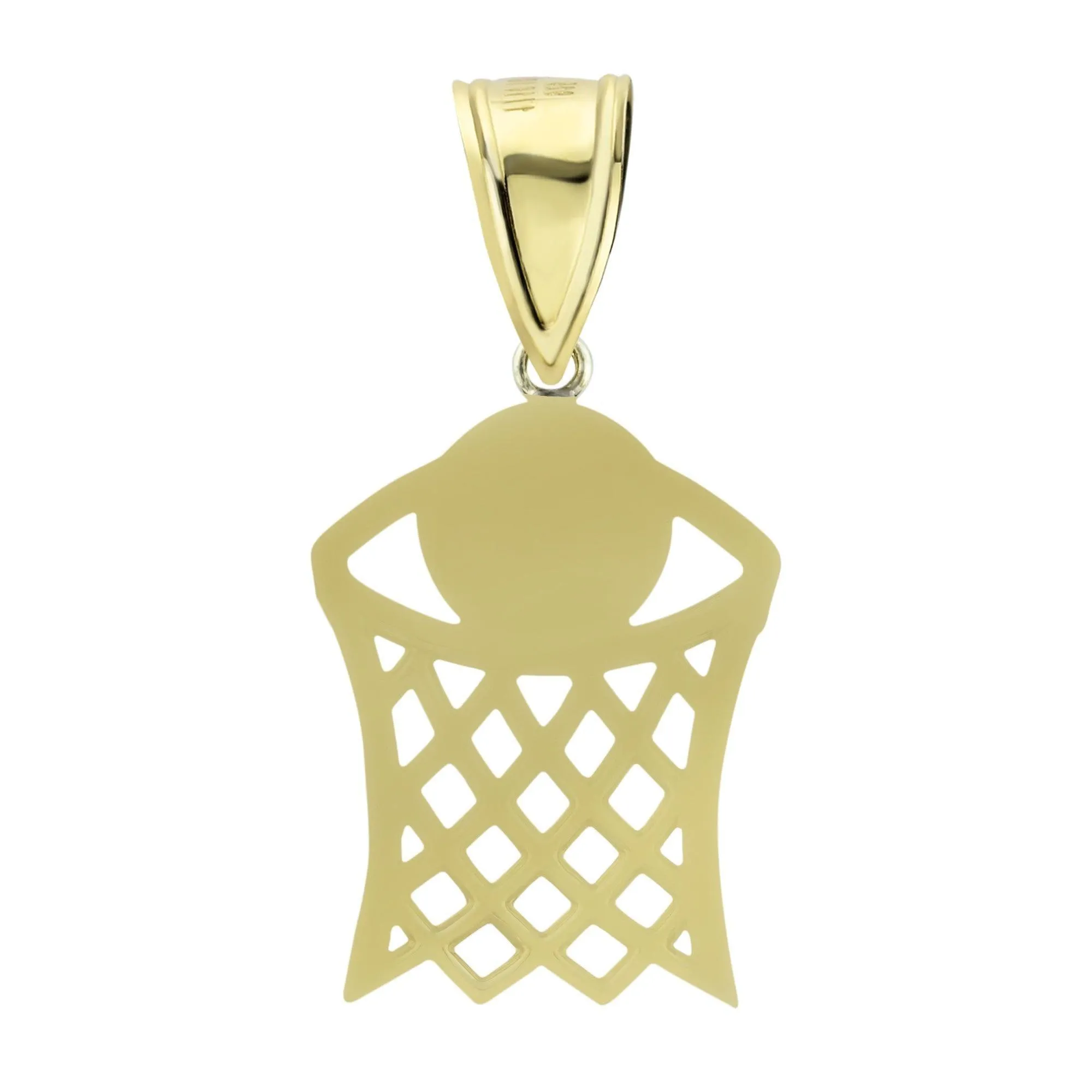 1 3/4" Basketball Net Hoop Pendant Charm Diamond Cut 10K Yellow Gold