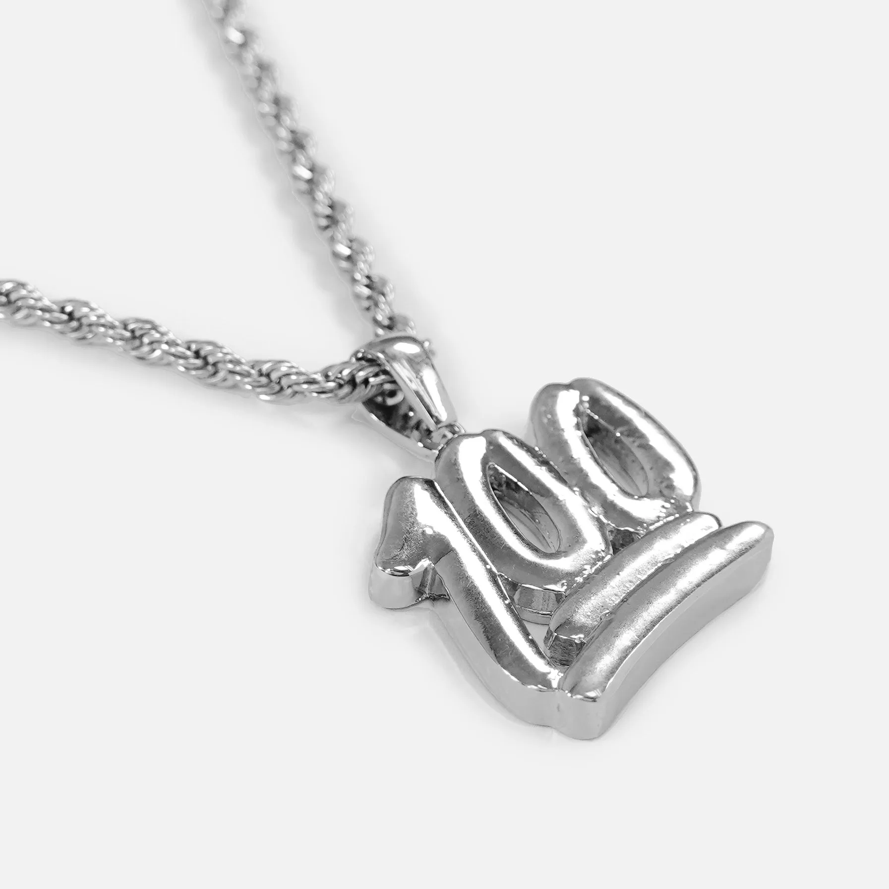 100 Emoticon 1¾" Pendant with Chain Necklace - Stainless Steel