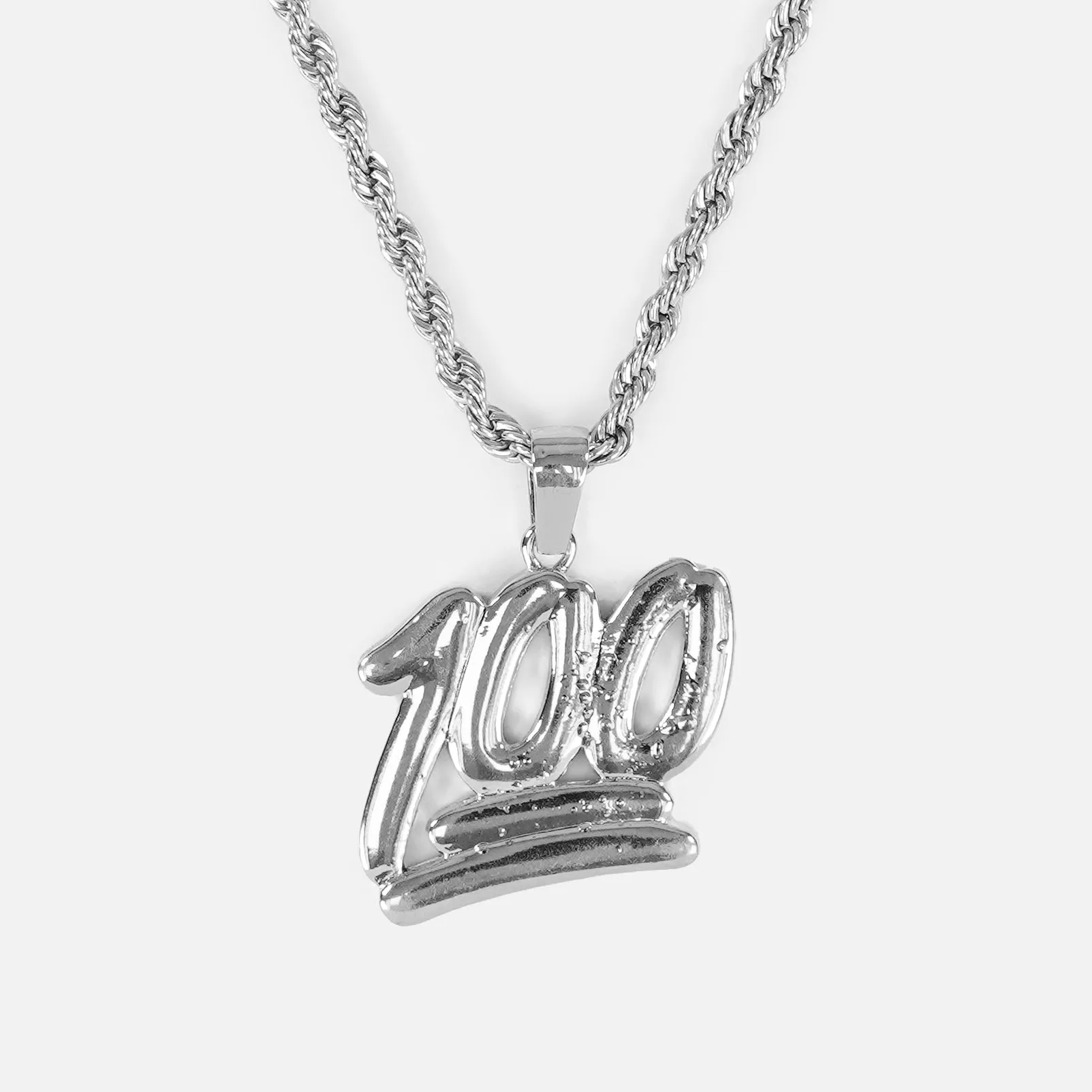 100 Emoticon 1¾" Pendant with Chain Necklace - Stainless Steel