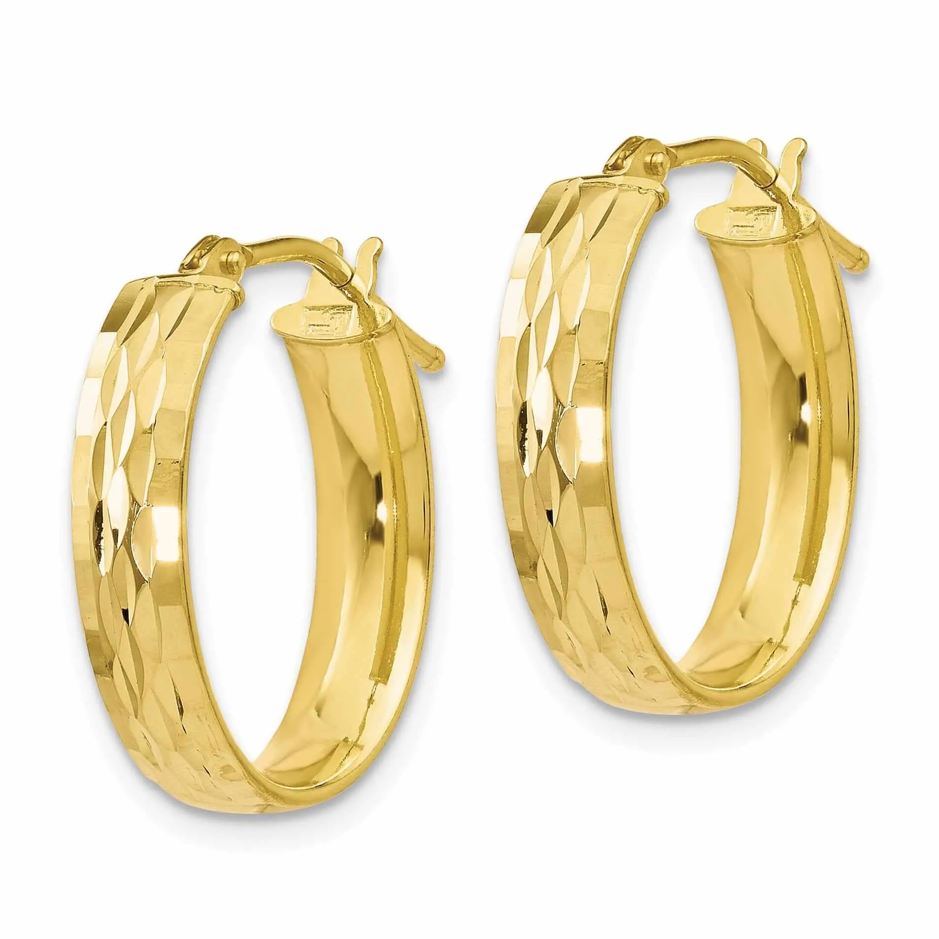 10kt Yellow Gold D.C Oval Hinged Hoop Earrings