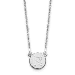 14k White Gold Tiny Circle Block Letter S Initial Pendant and Necklace