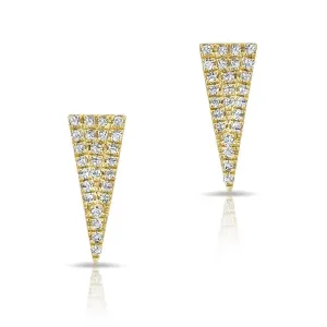 14K Yellow Gold Diamond Triangle Stud Earrings