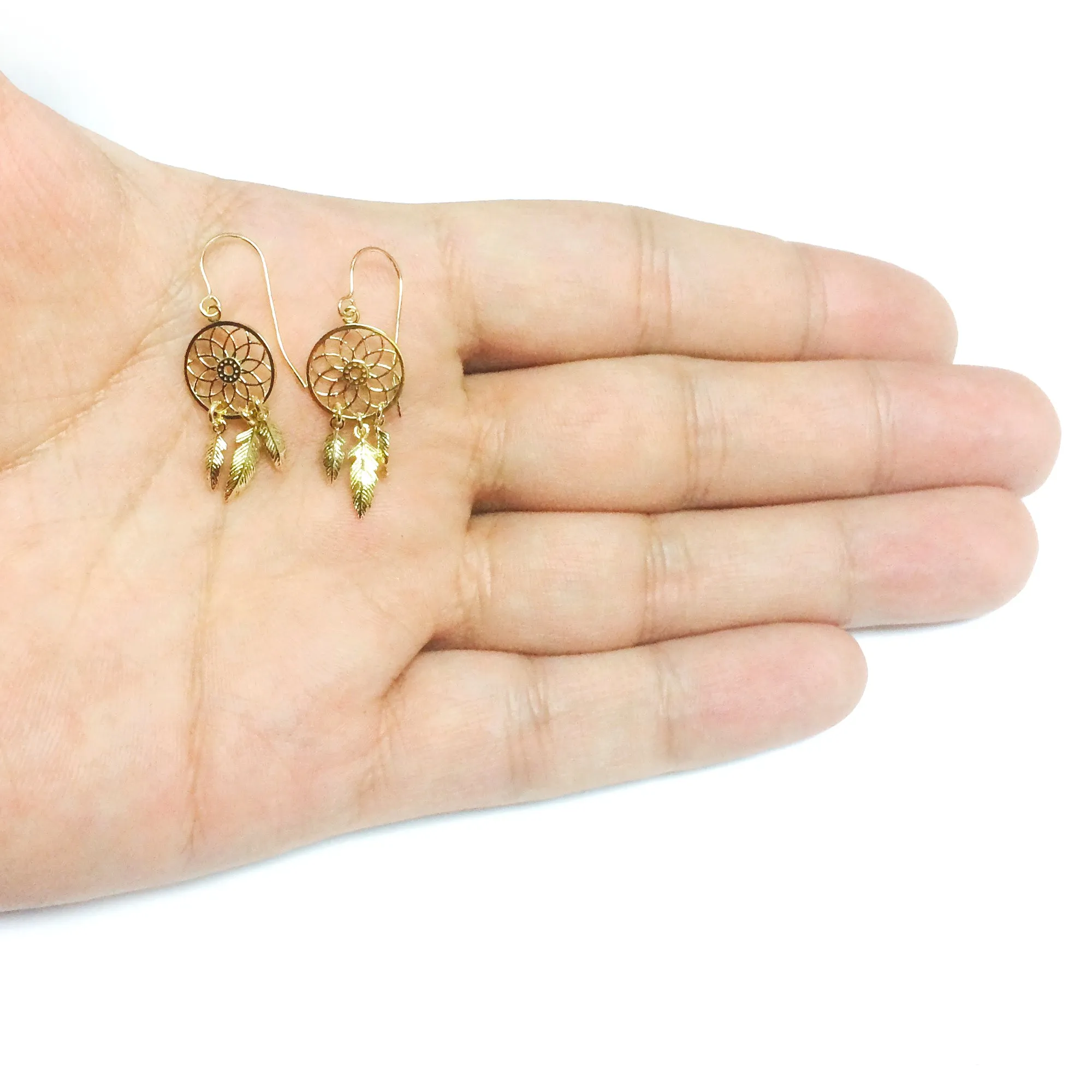 14K Yellow Gold Dream Catcher Chandelier Earrings