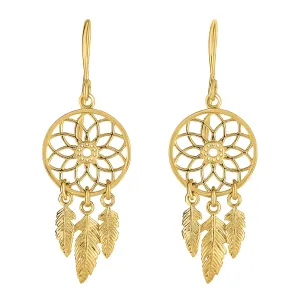 14K Yellow Gold Dream Catcher Chandelier Earrings