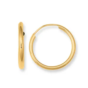 14K Yellow Gold Endless Round Hoop Earrings