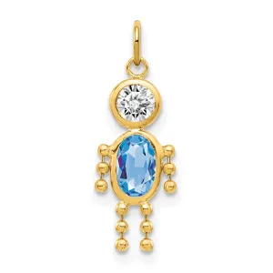 14k Yellow Gold March Boy Gemstone Charm