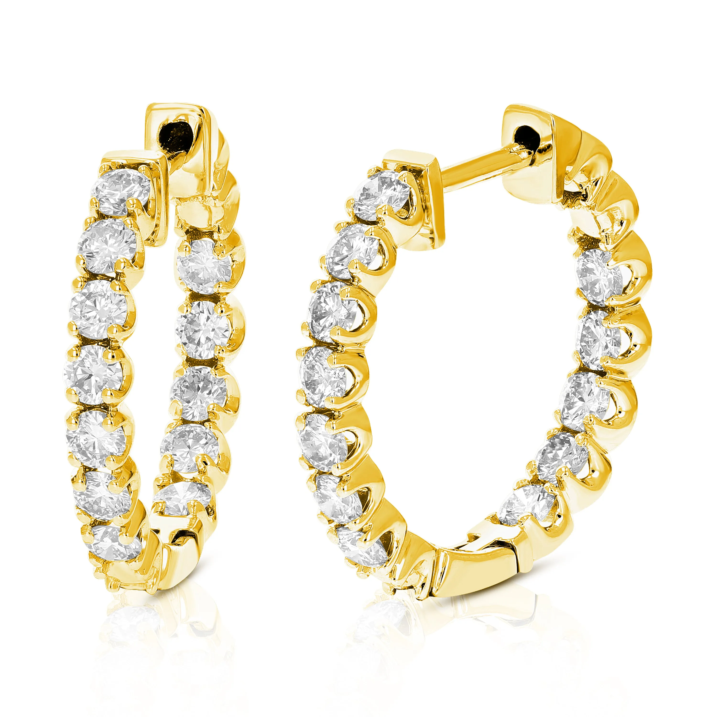 1.50 cttw Lab Grown Diamond Hoop Earrings in 14K Gold