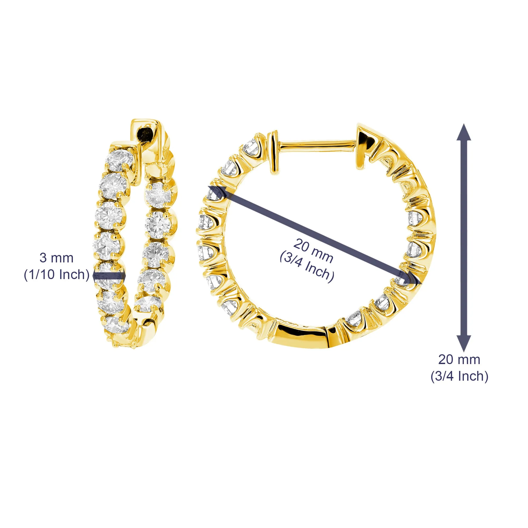 1.50 cttw Lab Grown Diamond Hoop Earrings in 14K Gold