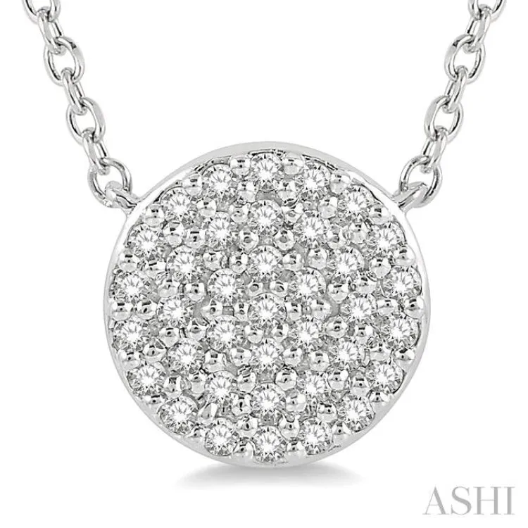 1/6 ctw Disc Round Cut Diamond Necklace in 10K White Gold