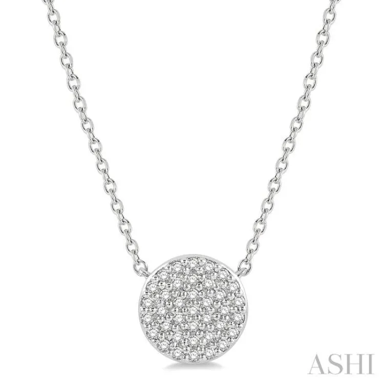 1/6 ctw Disc Round Cut Diamond Necklace in 10K White Gold