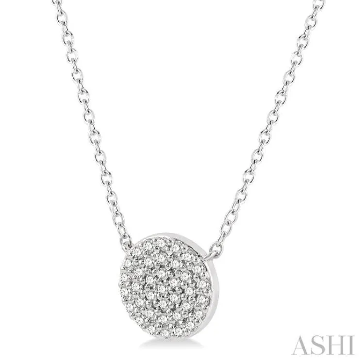 1/6 ctw Disc Round Cut Diamond Necklace in 10K White Gold