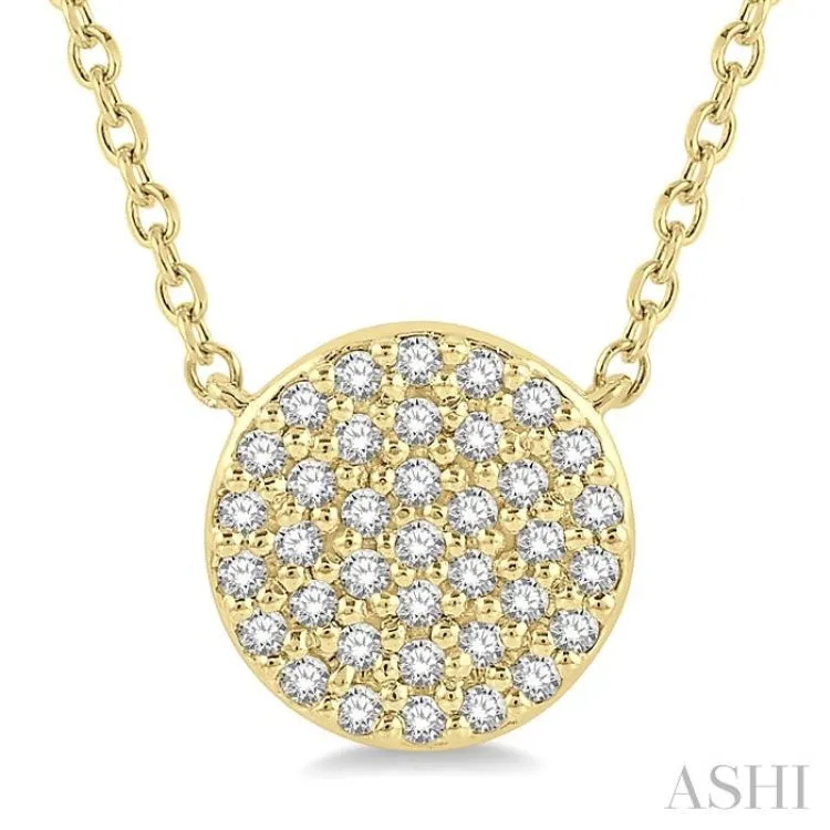 1/6 ctw Disc Round Cut Diamond Necklace in 10K Yellow Gold