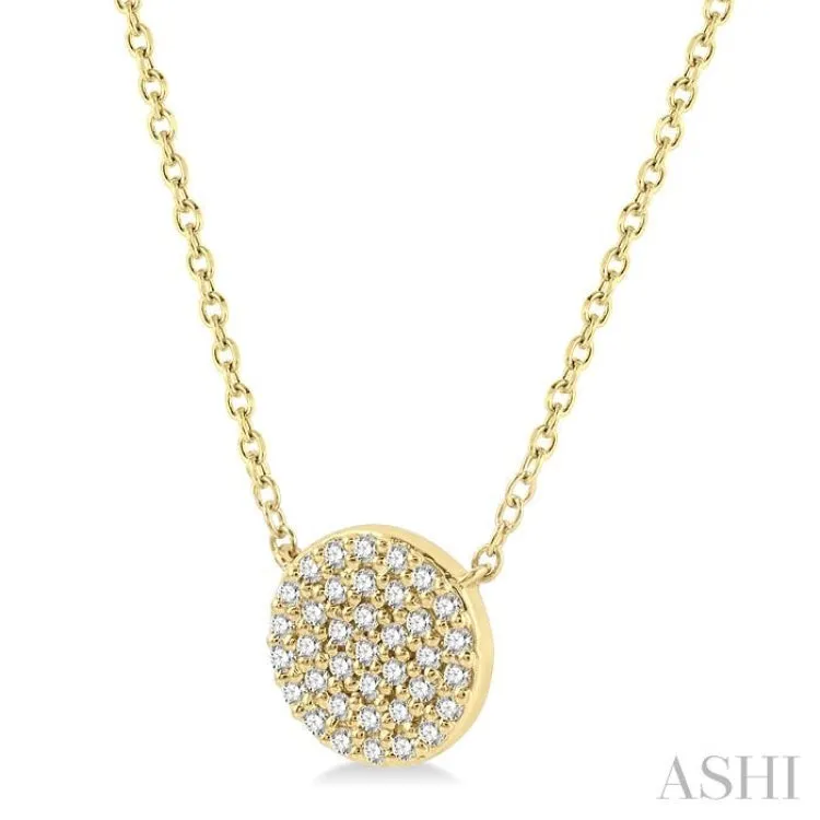 1/6 ctw Disc Round Cut Diamond Necklace in 10K Yellow Gold