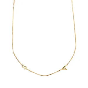 18K Gold Vermeil Double Initial Necklace With Classic Box Chain