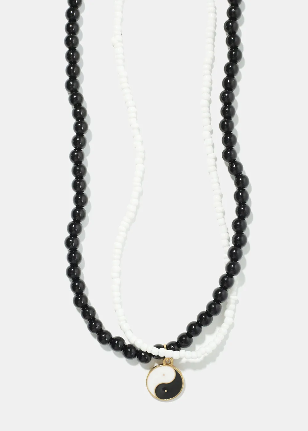 2 Layered Yin Yang Pearl & bead Necklace