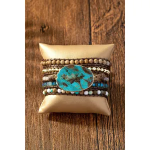 34 Inch 5 Wraps Natural Stone Boho Bracelet