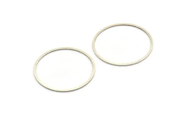 43mm Circle Connectors - 6 Antique Silver Plated Brass Circle Connectors (43x1.4x1mm) A6097 H0066