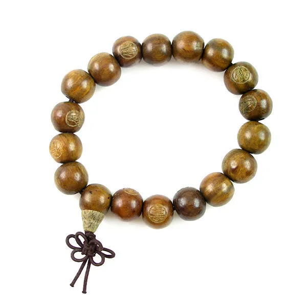 8mm Lignum-vitae Wood Hand Carved Mantra Bracelet