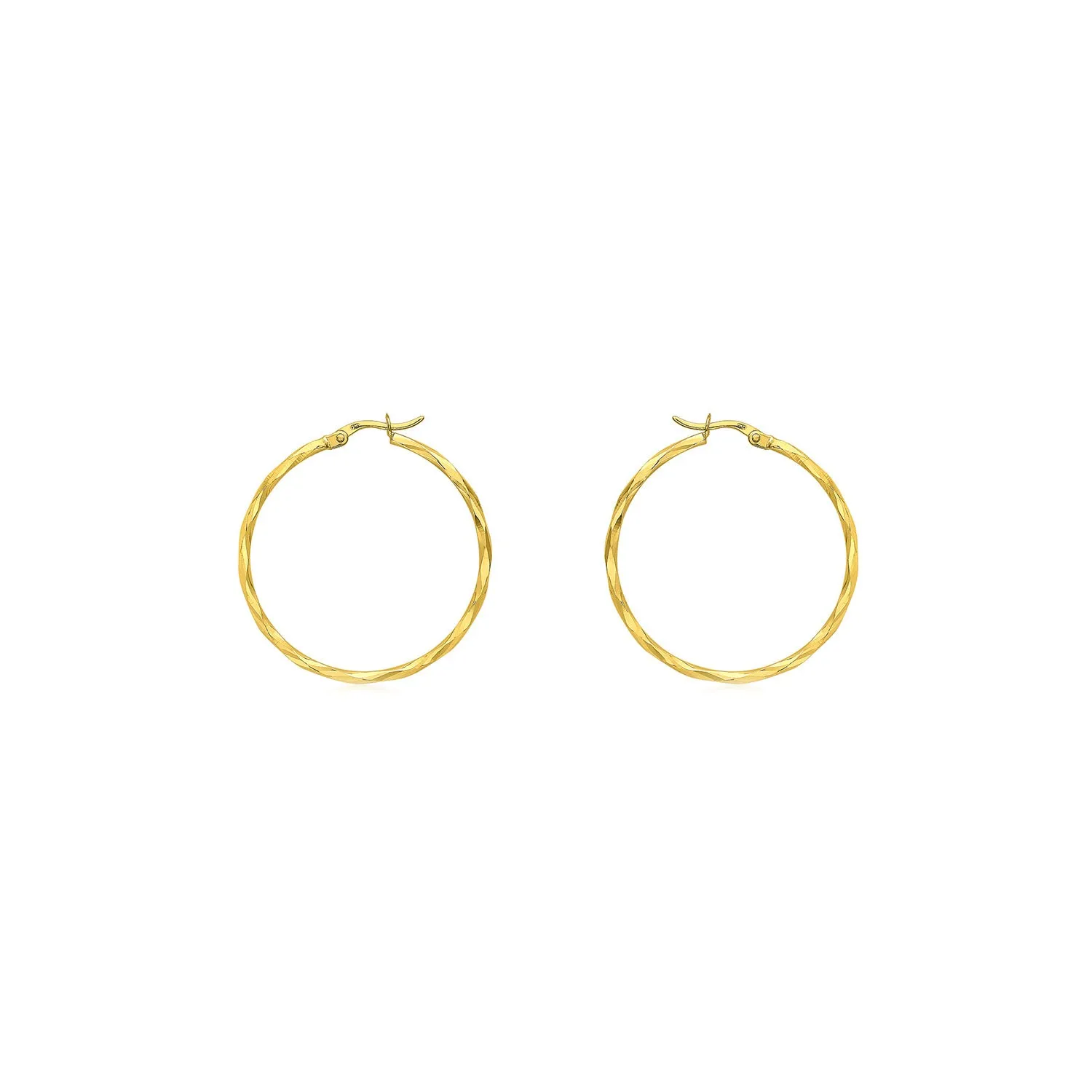 9K Yellow Gold 33mm Diamond Cut Hoop Earrings - 1.51.2649