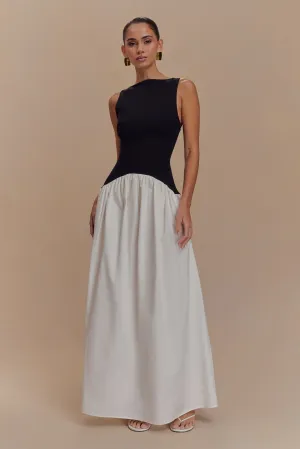 Acacia Contrast Sleeveless Maxi Dress - Black/White