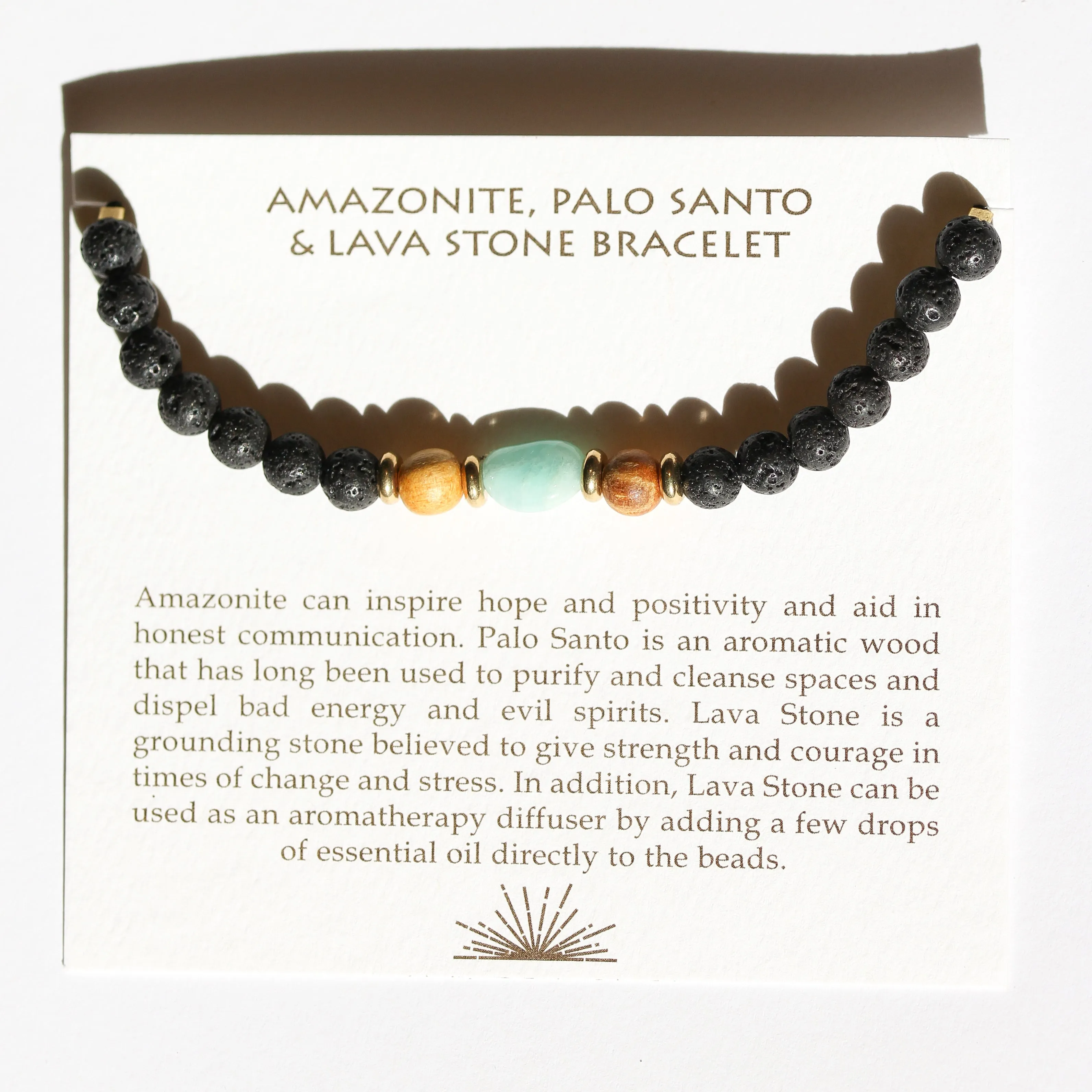 Amazonite   Palo Santo   Lava Stone Bracelet