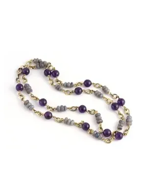 Amethysts and Opal Beaded Necklace