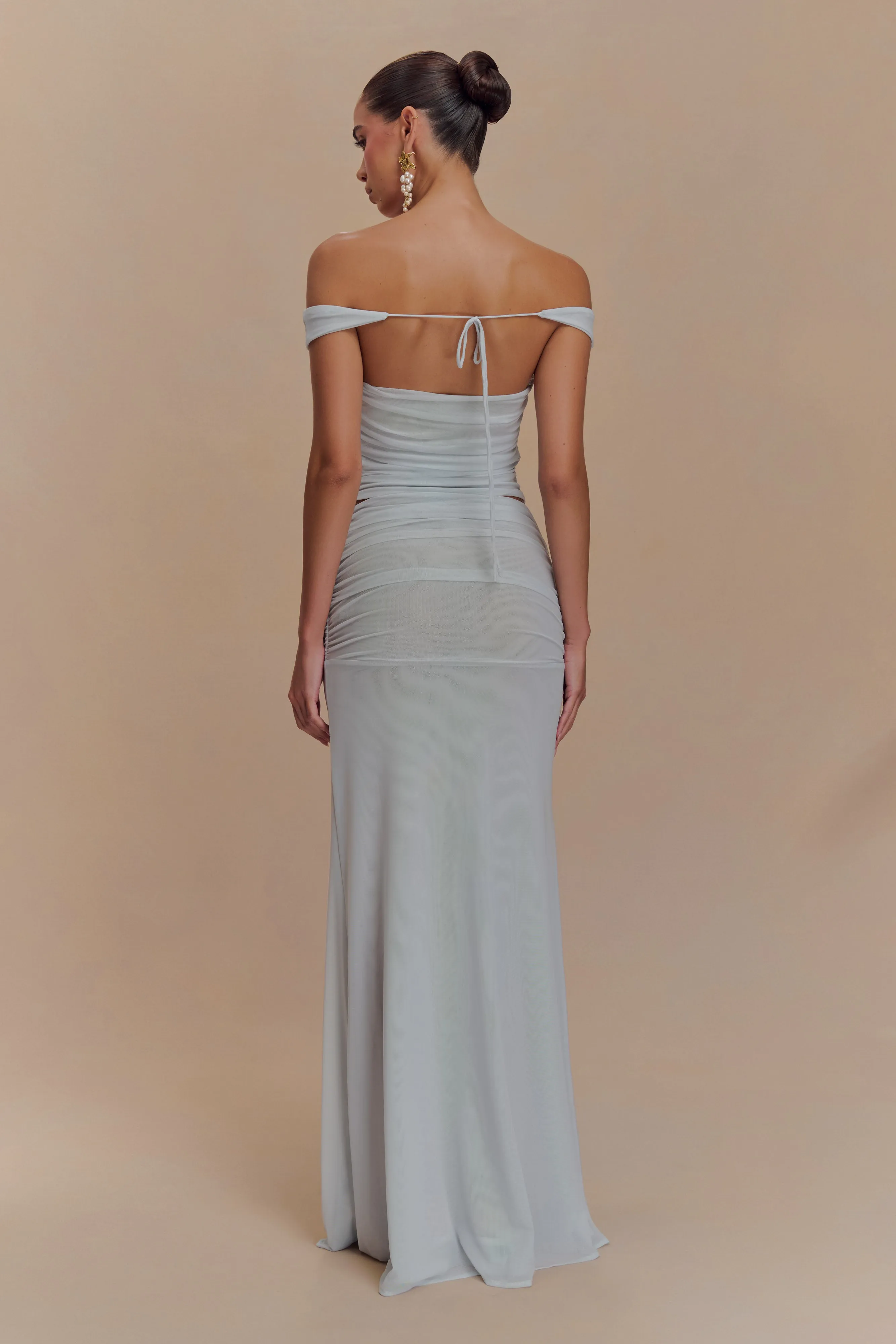 Arna Mesh Maxi Skirt - Pale Blue