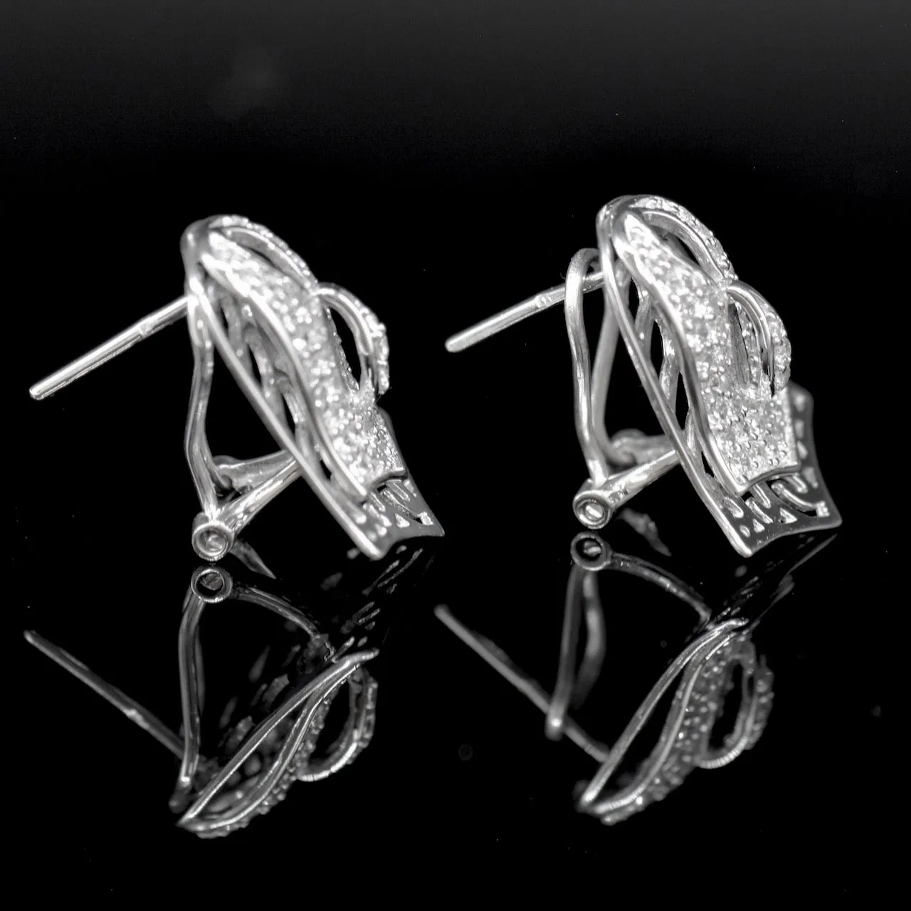 Art Deco Design Cubic Zirconia Omega-Back Earrings (1.20cts)