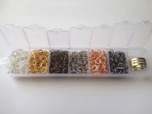 Assorted 1200 pcs Gold Silver Bronze Gunmetal Plated Cut Open Jump Rings 5mm Plastic Case Box Jewelry Making Supplies Crafts tools case