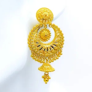 Attractive Dangling Flower 22k Gold Chand Bali