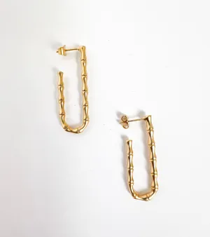 BAMBOO MATTE GOLD DROP HOOP