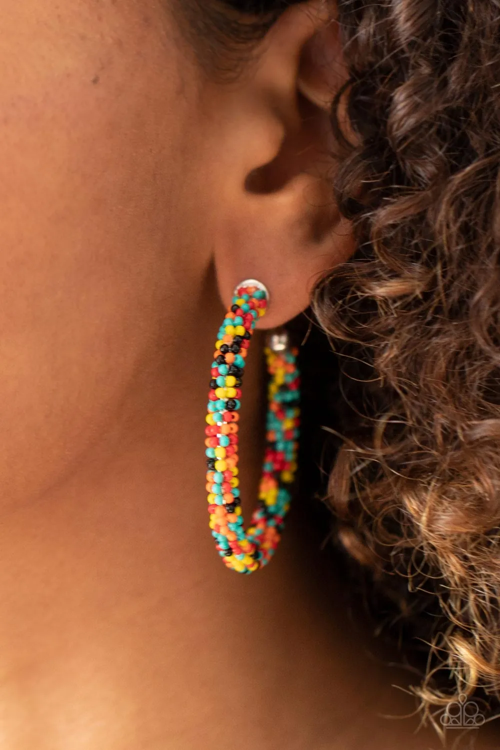 BEAD My Lips! Multi-color Seed Bead Hoop Earrings - Paparazzi Accessories