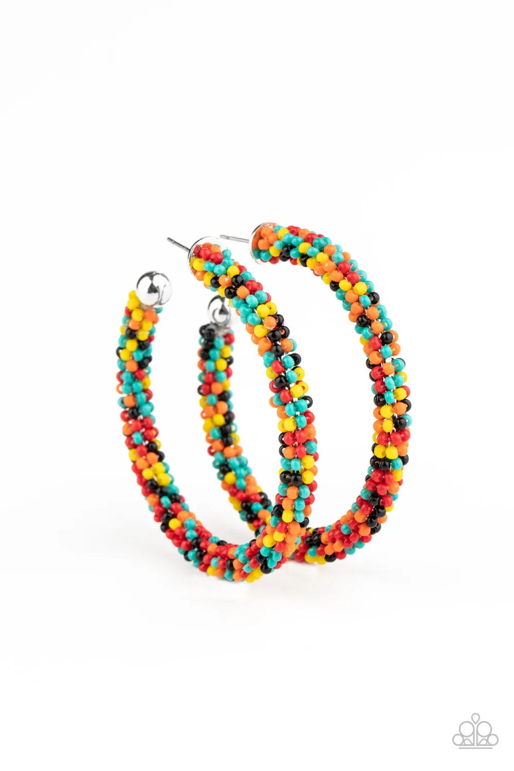 BEAD My Lips! Multi-color Seed Bead Hoop Earrings - Paparazzi Accessories