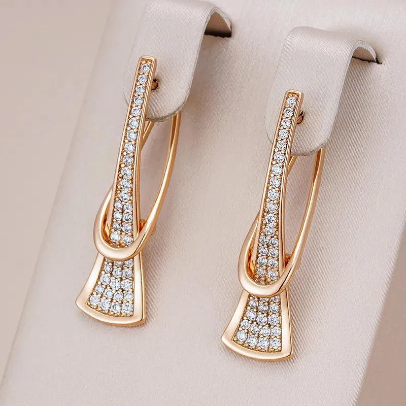 Beautiful Natural Zircon Rose Gold Plated Drop Earrings