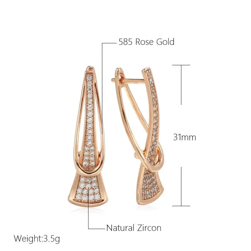 Beautiful Natural Zircon Rose Gold Plated Drop Earrings