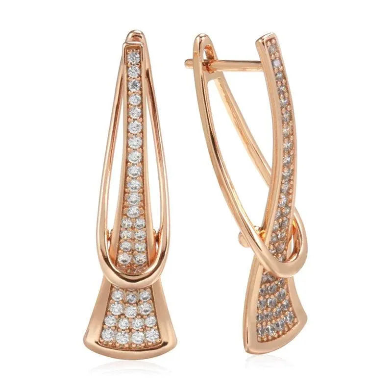 Beautiful Natural Zircon Rose Gold Plated Drop Earrings