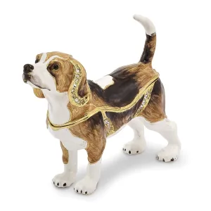 Bejewel Multi Brown Color Enamel Finish BEAUREGARD Beagle Trinket Box