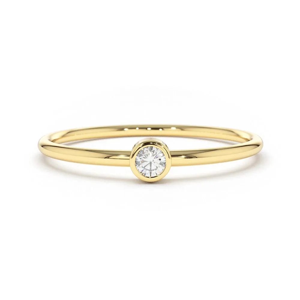 Bezel Set Lab Grown Diamond Thin Stacker Ring