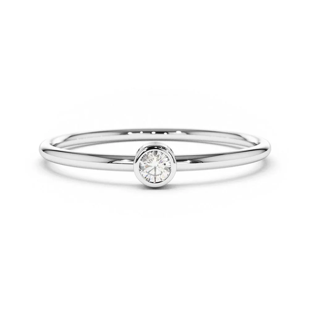 Bezel Set Lab Grown Diamond Thin Stacker Ring