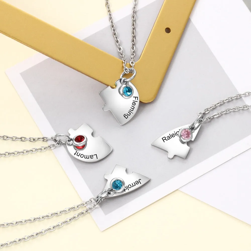 BFF Heart Shaped Friendship Birthstone Necklace with for 4 Friends