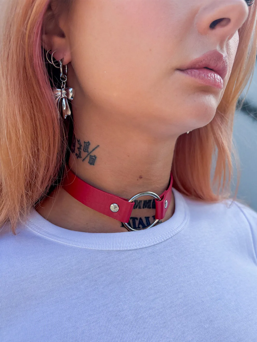 BIG O BULL RING CHOKER - RED