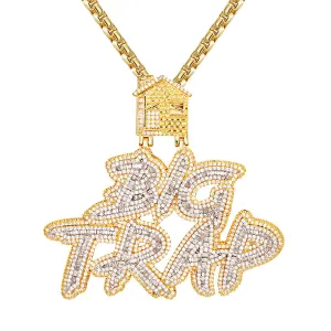 Big Trap House Mens Baguette Icy Custom Yellow Gold Tone Pendant