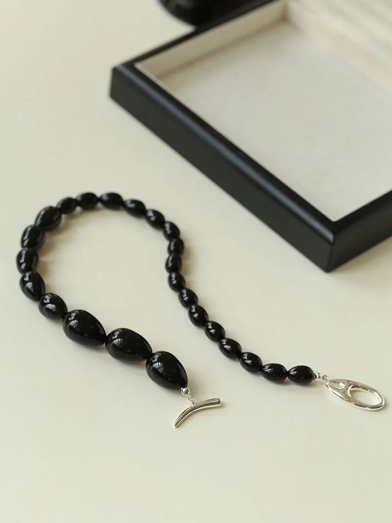 Black Gradient Water Drop Black Agate Necklace