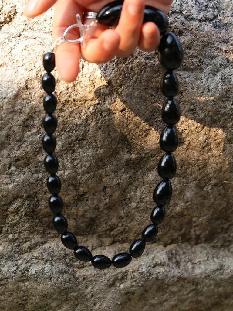 Black Gradient Water Drop Black Agate Necklace