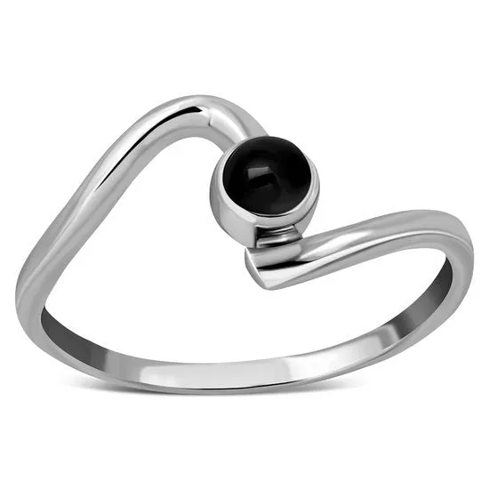 Black Onyx Twisted Silver Ring