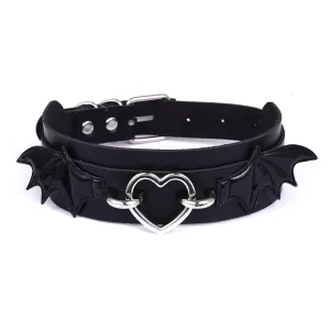 Black PU Leather Bat Choker