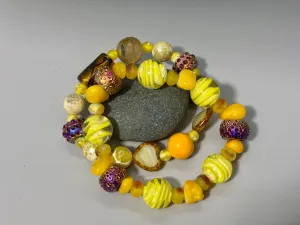 Boho Bright Yellow Stretch Bracelet Set