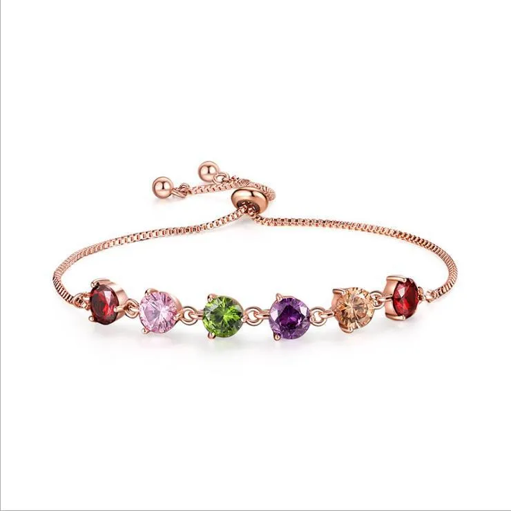 Boho Rainbow Tennis Bracelets For Women Adjustable Women's Bracelet Zircon Jewellry Friend Gift Wholesale Jewery