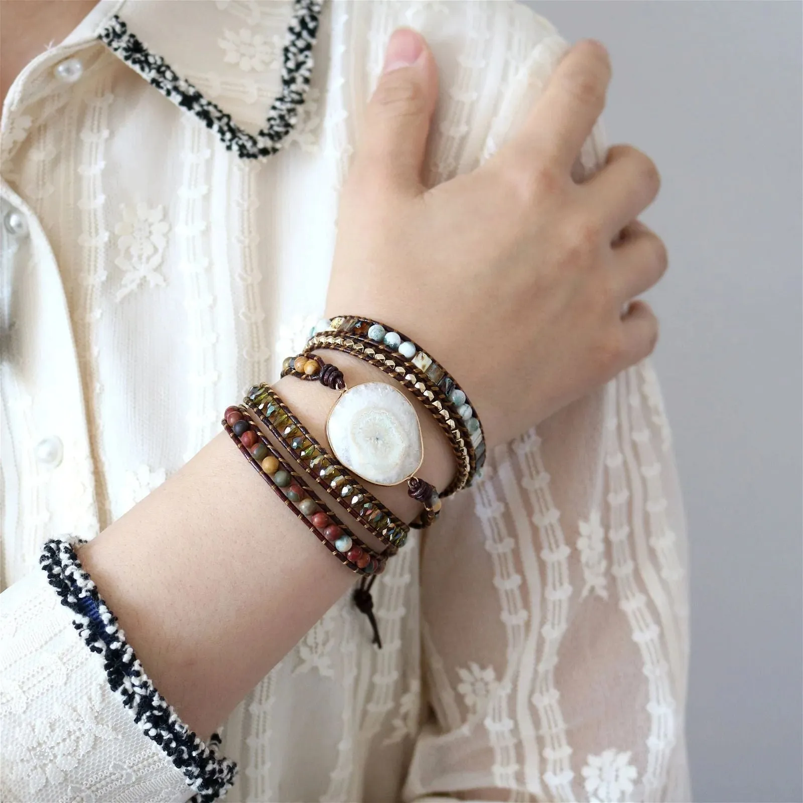 Boho Stone Lion Clasp Bracelets