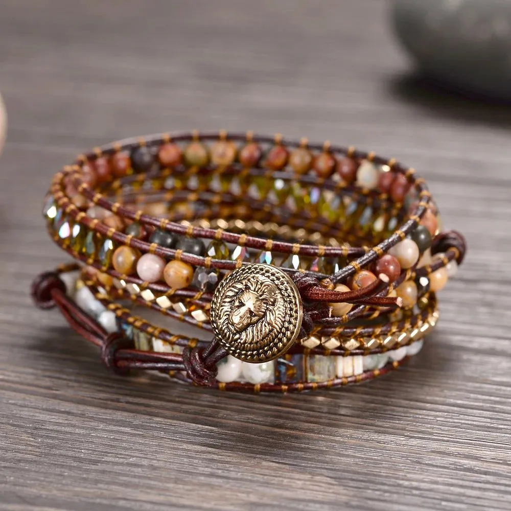 Boho Stone Lion Clasp Bracelets